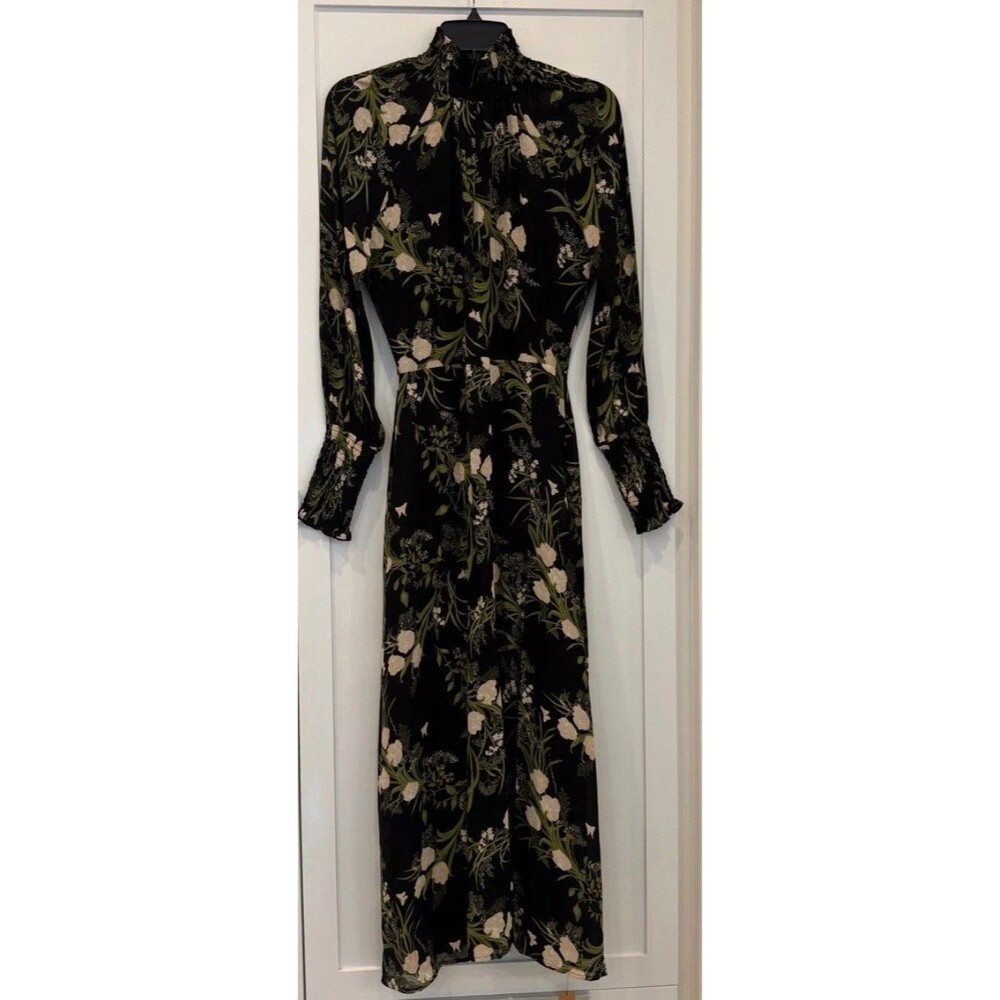 Reformation Black Floral Valentin Dress Anastasia-2 NWT